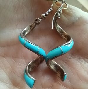 Turquoise Spiral Drop Earrings - Women Jewelry